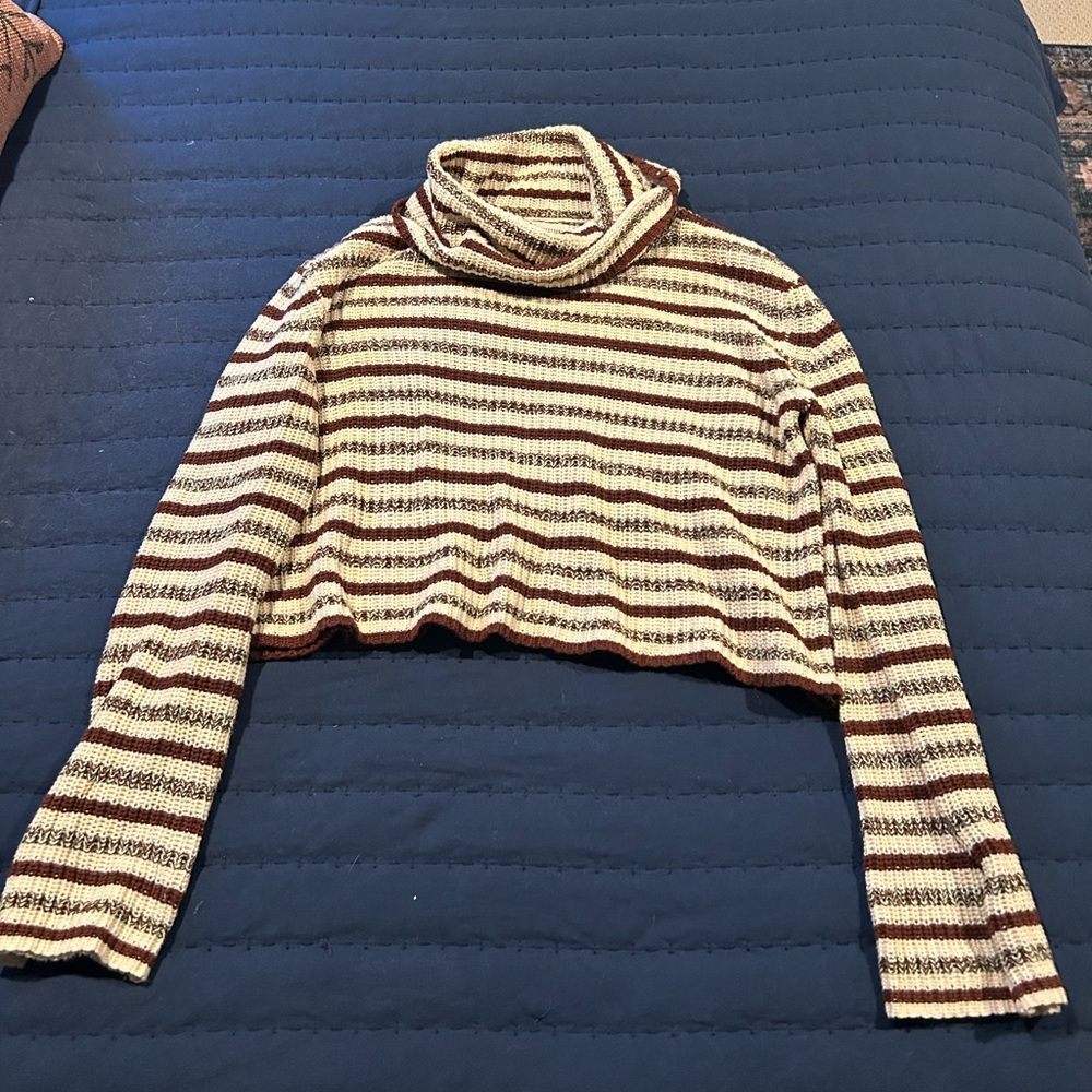 Urban Outfitters Striped Turtleneck Cropped Sweater